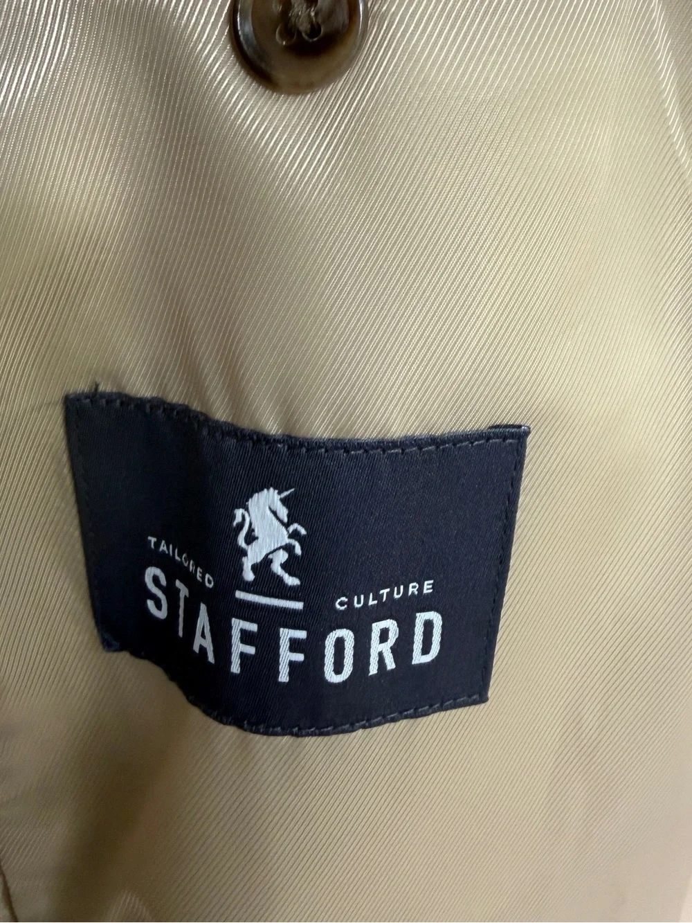Stafford Men's Ivory Signature Linen Blend Tailored Blazer Jacket Size 52R